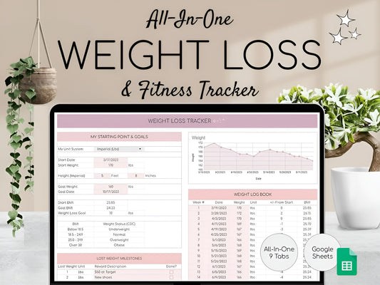 Weight Loss & Fitness Tracker | Calorie Tracker | Meal Planner | Habit Tracker | Digital Workout Planner
